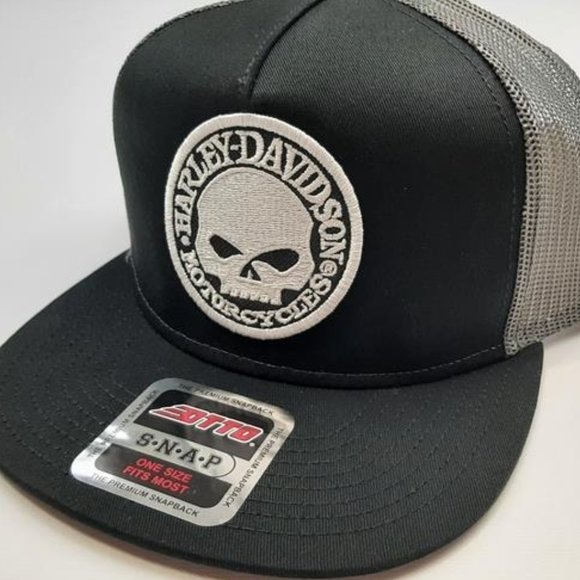 American Biker Retro Willy G Embroider Flat Bil TruckerMesh Harley Davidson Hat 5029004103a__1__14321.  main image 3